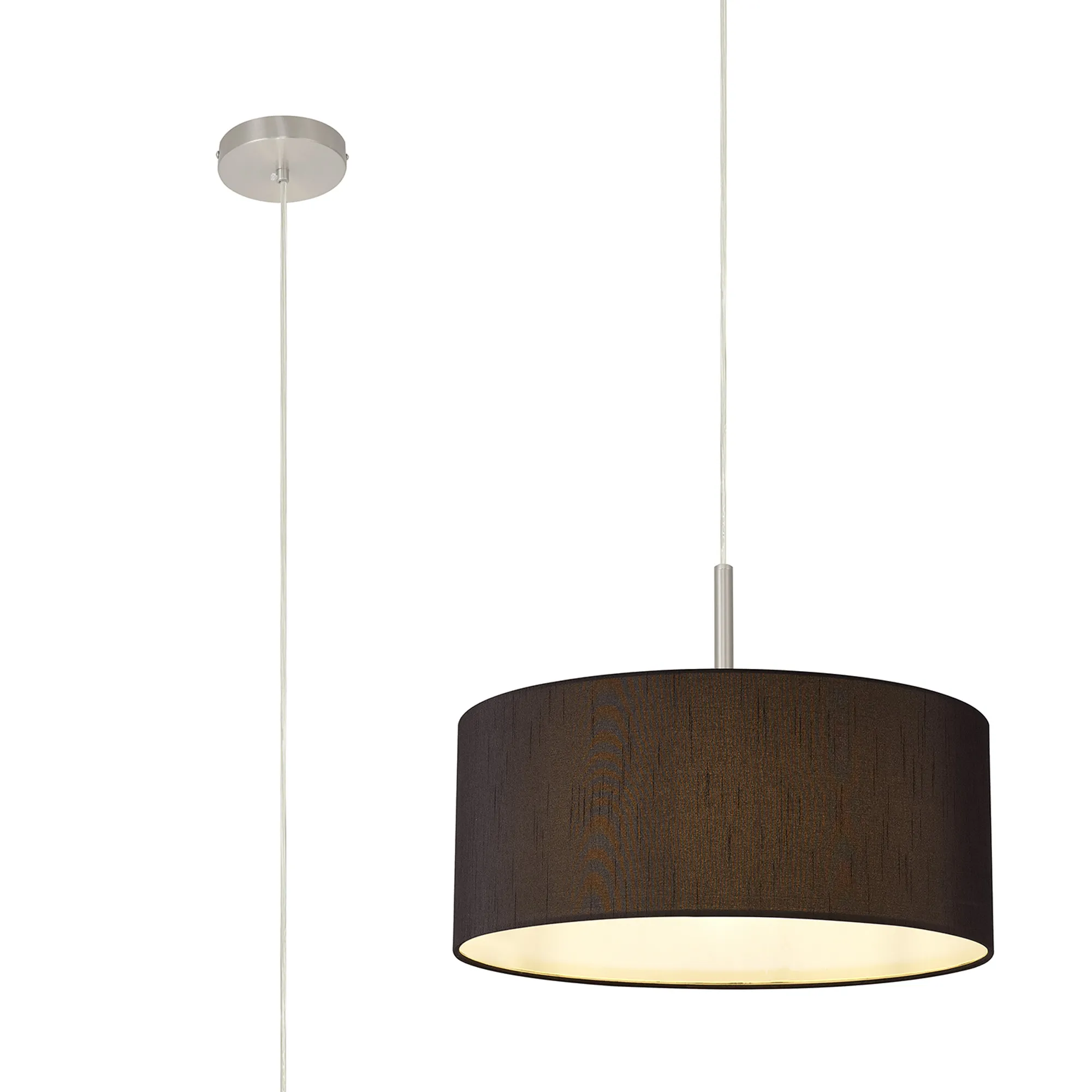 DK0293  Baymont 40cm Pendant 1 Light Satin Nickel, Black